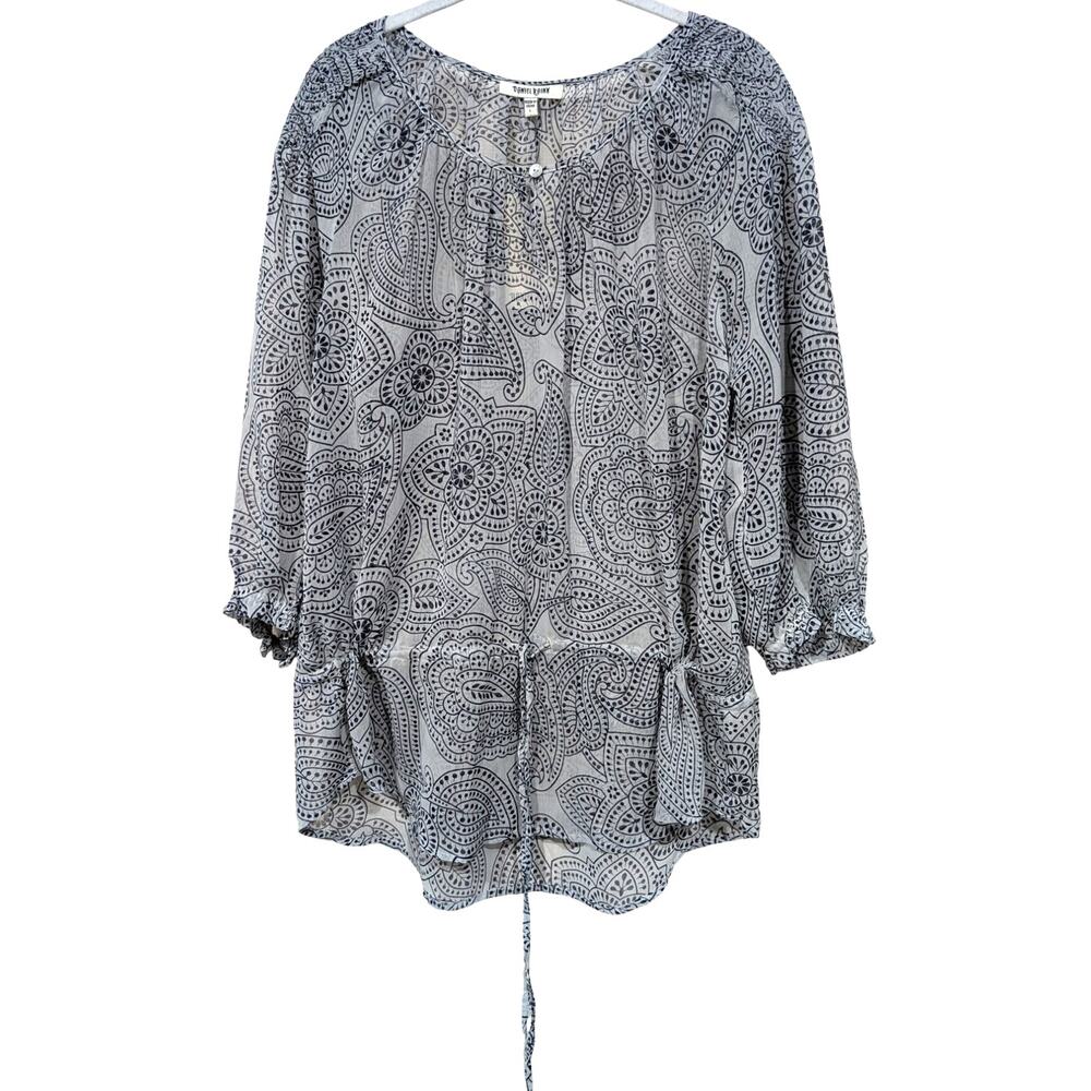 NWT Daniel Rainn Floral Paisley 3/4 Sleeve Tunic Blouse sz Large Popover